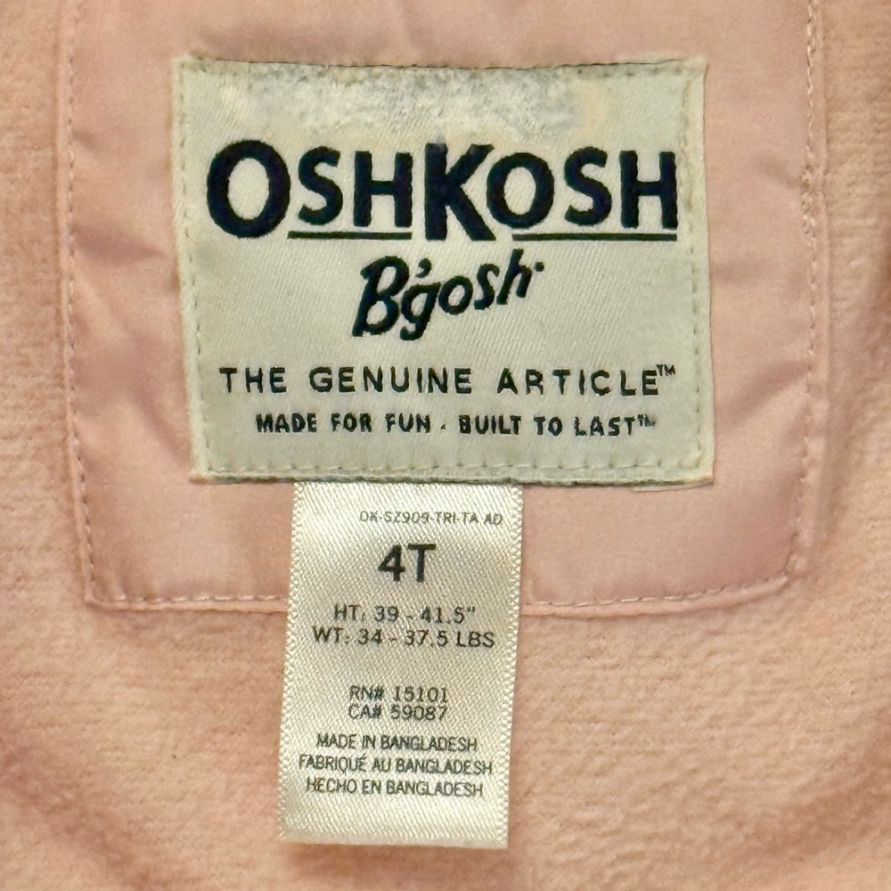 OshKosh B'gosh Girls' Heavyweight Colorblocked Chevron Puffer Coat - 4T - Picture 2 of 2